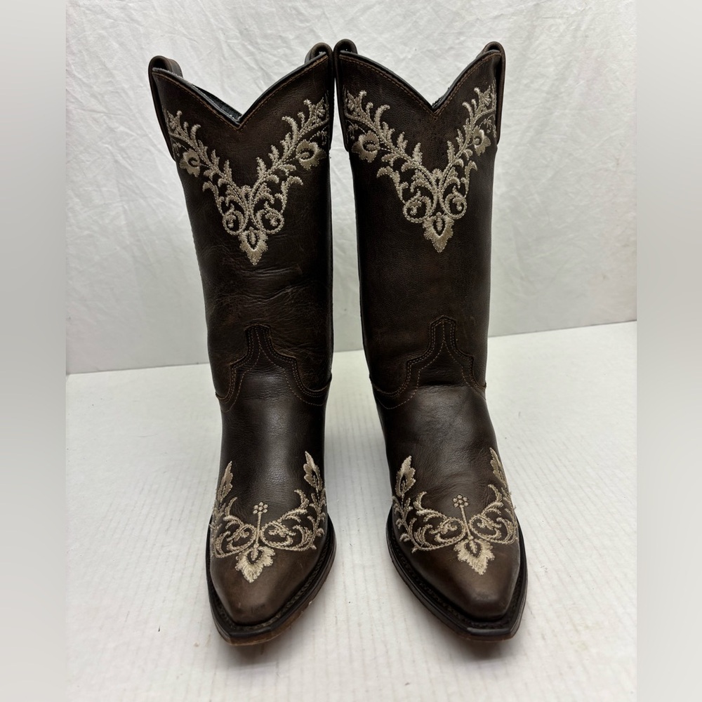 Brown Embroidered Western Cowgirl Boots, women’s SZ 6.5